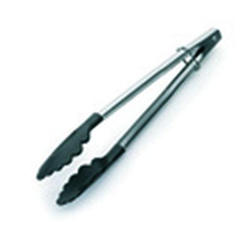 PINZA SILICONA NEGRA 24CM INOX.