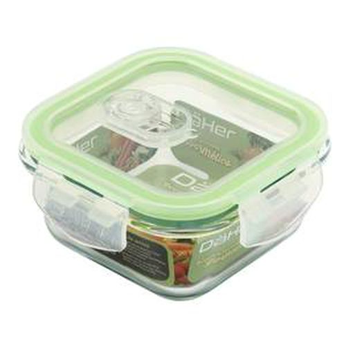 HERMETICO CUADRADO CRISTAL 300ML C/VALVULA ACTIVA