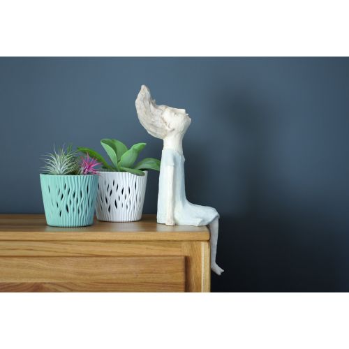 MACETA SANDY ROUND C/LINER 26CM BLANCA 7,9L