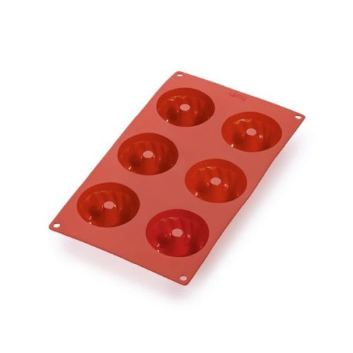 MOLDE SILICONA MINI SAVARIN 6 CAVIDADES ROJO