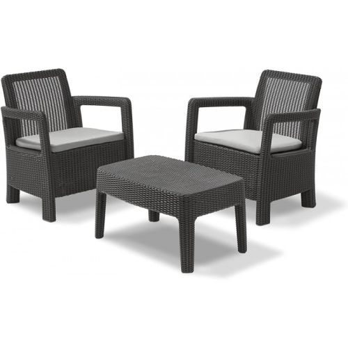 SET TARIFA BALCONY ANTRACITA MESA + 2 SILLONES