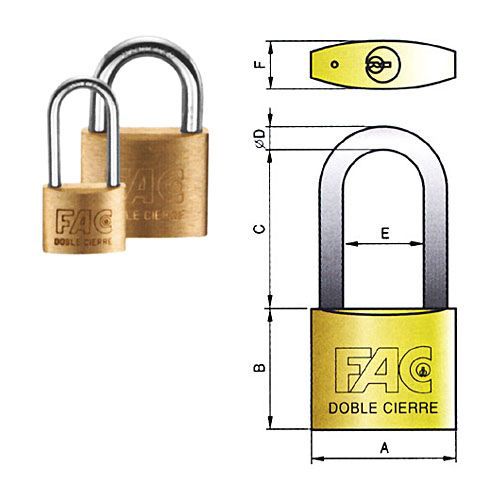 CANDADO LATON ARCO LARGO 20MM STD