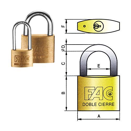 CANDADO LATON ARCO NORMAL 30MM LLAVES IGUALES