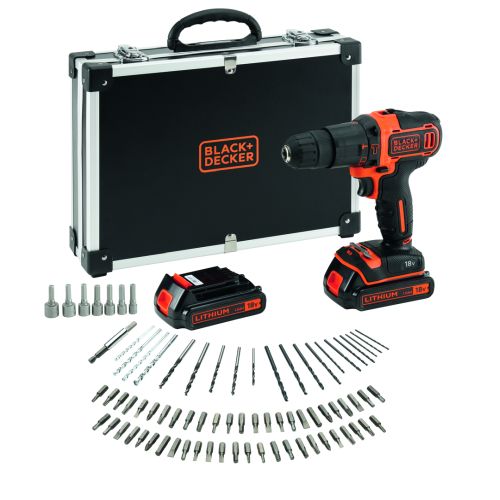 TALADRO PERCUTOR 18V CON 80 ACCESORIOS