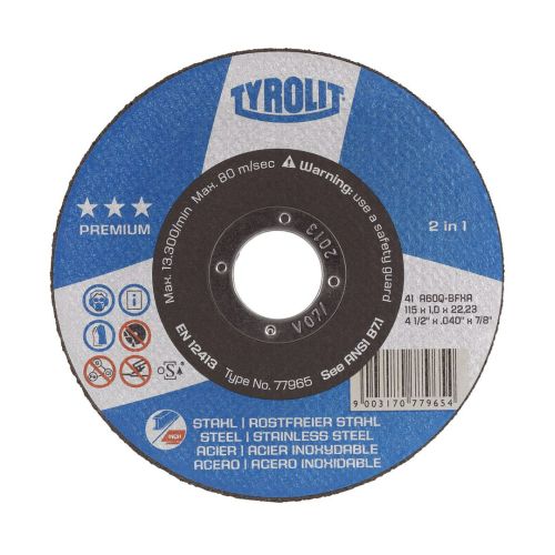 DISCO CORTE ACERO E INOX 230X3X22,2 PREMIUN TYROLI