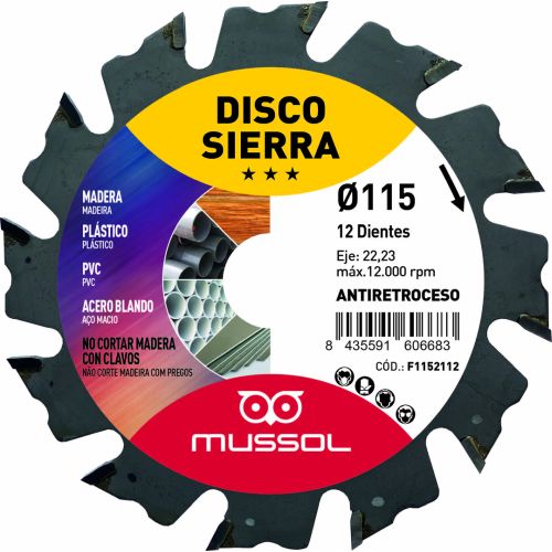 DISCO SIERRA MULTIUSO 115 22,2MM ANTIRETROCESO