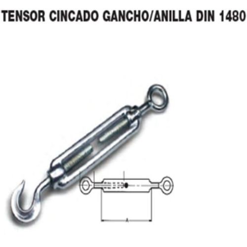 TENSOR GALVANIZADO GANCHO ANILLA 1/2 12MM