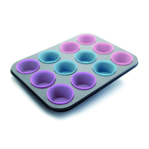MOLDE SILICONA MUFFIN 12 CAVIDADES + 12 CAPSULAS