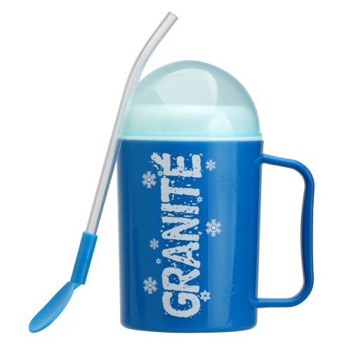 TAZA MUG GRANIZADO CON CUCHARA Y PAJITA 330ML