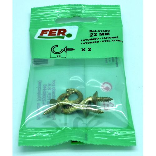 ALZAPAÑO GANCHO LATONADO 22MM BLISTER 2 UNIDADES
