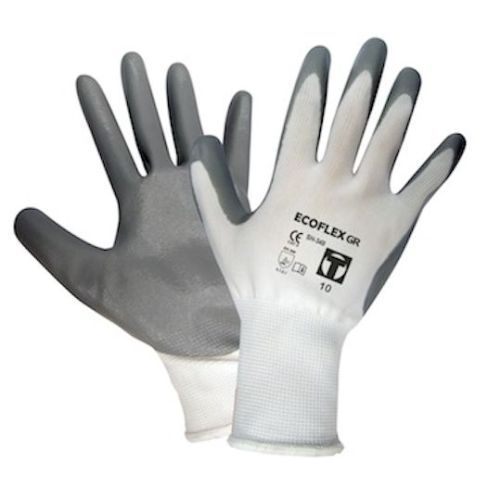GUANTE NITRILO POLIESTER ECOFLEXGR S/COSTURAS 8 (PARES)
