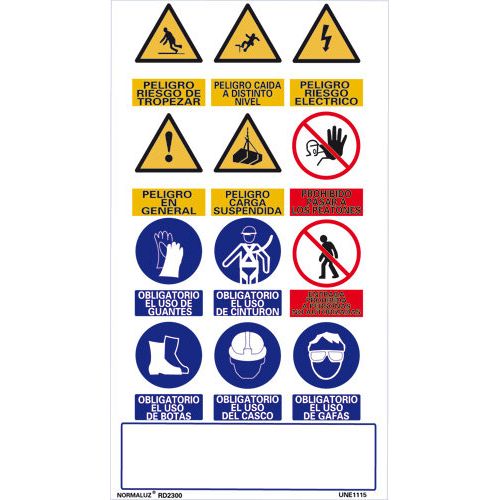 SEÑAL PVC MULTIPLE OBRAS VERTICAL 50X90