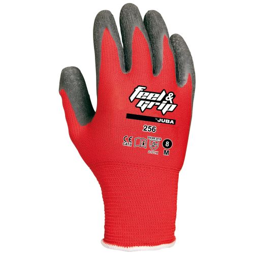 GUANTE FEEL&GRIP NYLON LATEX ROJO 10 (PARES)
