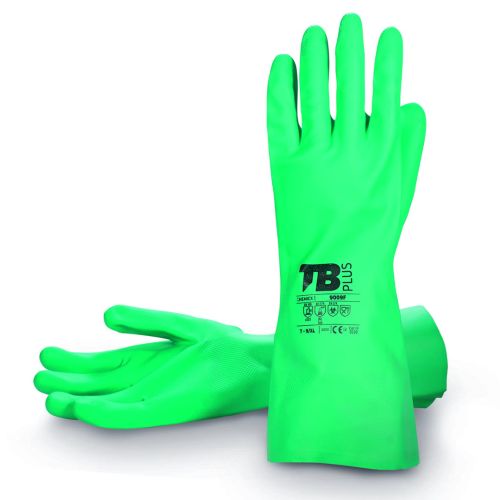 GUANTE NITRILO FLOCADO VERDE 7 (PARES)