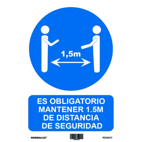 SEÑAL 1.5MT DISTANCIA SEGURIDAD ADHESIVA 200X300M