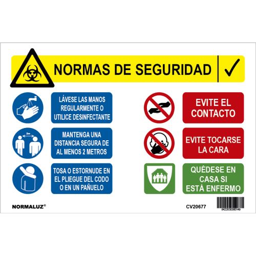 SEÑAL NORMAS ANTI COVID19 ADHESIVA 200X300 MM