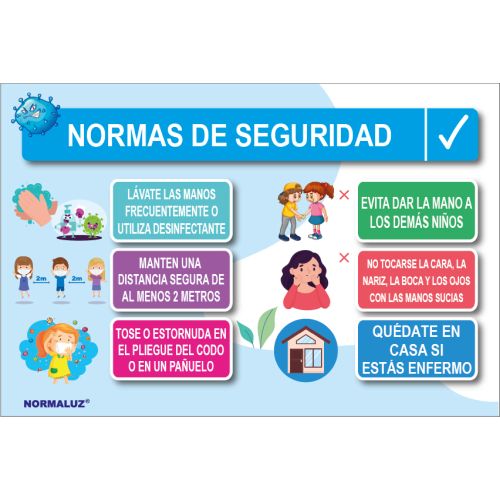 SEÑAL NORMAS ANTI COVID19 INFANTIL PVC 330X350MM