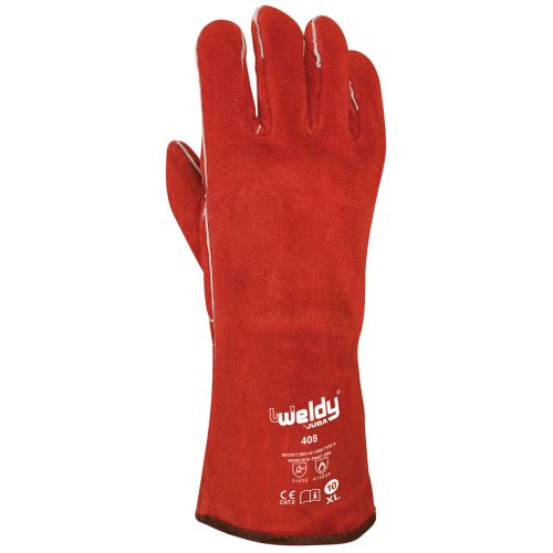 GUANTE SOLDADOR PIEL SERRAJE H408 WELDY ROJO