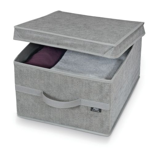 CAJA GUARDARROPA L C/ASA 38X50X24CM GRIS