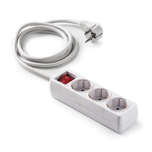 BASE MULTIPLE 3 TOMAS 1,5M INTERRUPTOR BLANCO