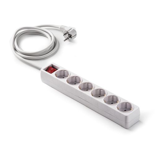 BASE MULTIPLE 6 TOMAS 1,5M INTERRUPTOR BLANCA