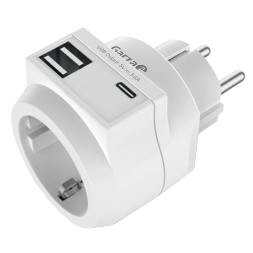 ADAPTADOR ENCHUFE CON 2 USB Y 1 USB-C