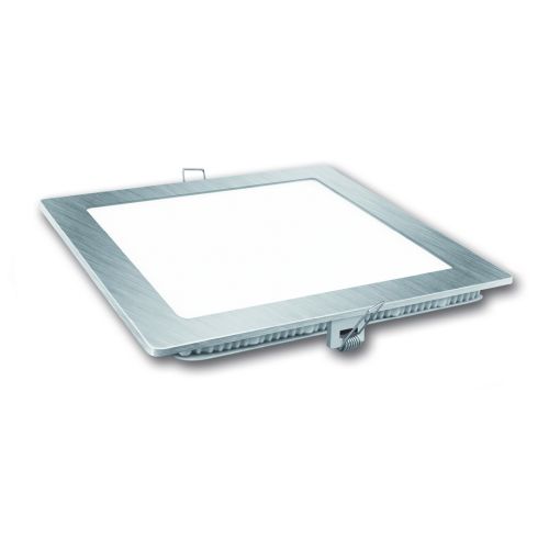 DOWNLIGHT LED CUADRADO PLATA PLANO 18W LUZ CALIDA
