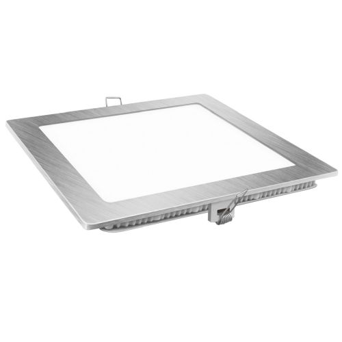 DOWNLIGHT LED CUADRADO PLATA PLANO 18W LUZ FRIA