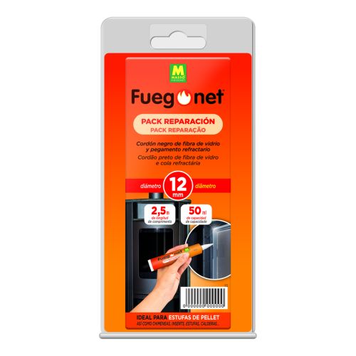PACK COLA REFRACTARIA CON CORDON FIBRA VIDRIO 12MM
