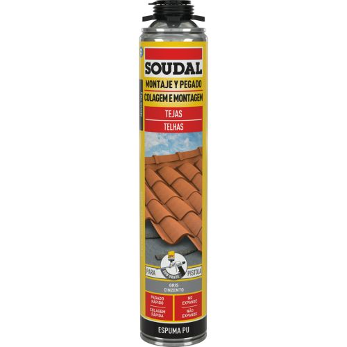 ESPUMA PU TEJAS PISTOLA SOUDAL GRIS 750ML