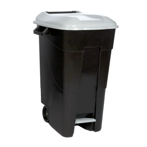 CONTENEDOR RESIDUOS 120L RUEDA PEDAL TAPA GRIS