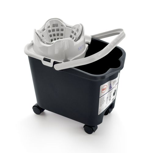 CUBO FREGONA+ESCURRIDOR AUTO 14L CON RUEDAS GRIS