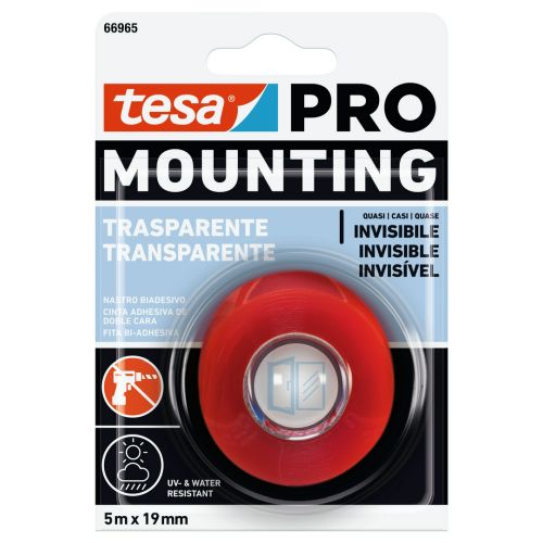 CINTA DOBLE CARA TRANSPARENTE 19MMX5M
