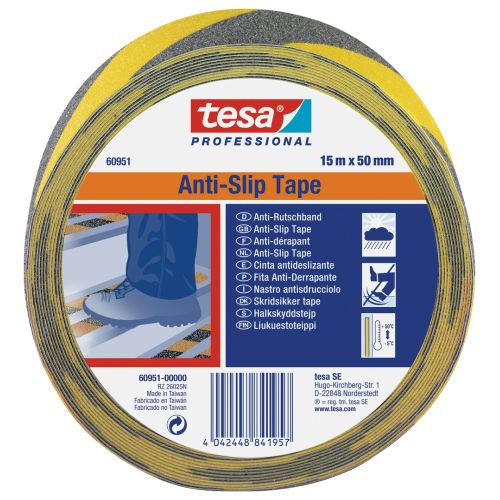 CINTA ANTIDESLIZANTE AMARILLA NEGRA 50MM X 15M
