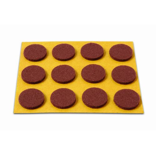 FIELTRO REDONDO ADHESIVO 20MM 12 UNIDADES MARRON