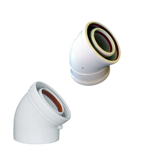 CODO COAXIAL ALUMINIO 45¦ 60/100 MM BLANCO