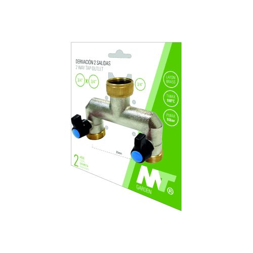 CONECTOR GRIFO JARDIN LATON 2VIAS H 3/4" X H 3/4"