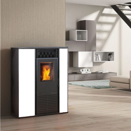 ESTUFA PELLET ALICE ACERO BLANCA 14,3KW