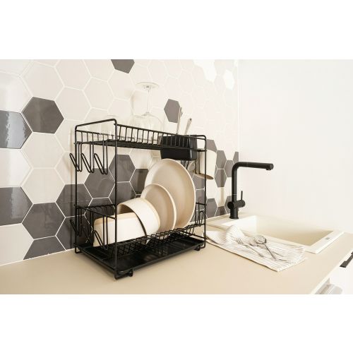 ESCURREPLATOS GRANDE ACERO PASTIFICADO NEGRO
