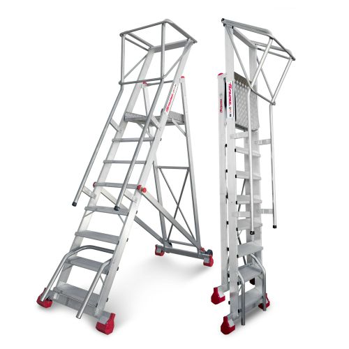 ESCALERA ALMACEN C/PLATAFORMA+RUEDAS 8 PELDAÑOS