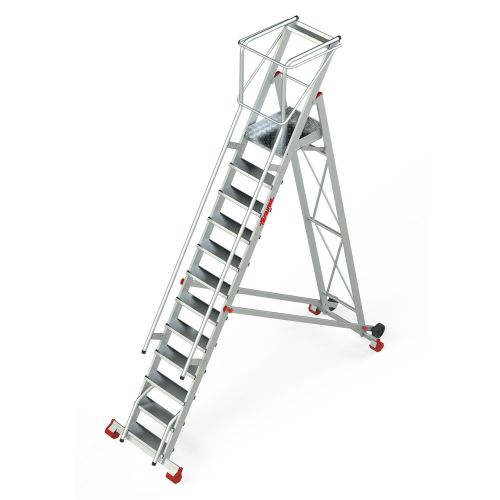 ESCALERA ALMACEN C/PLATAFORMA+RUEDAS 12 PELDAÑOS