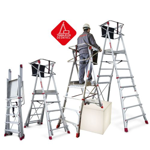 ESCALERA PLEGABLE CON PLATAFORMA 3,10-3,90 5PELD