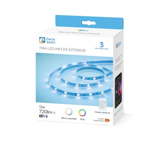 KIT TIRA LED RGB BLANCO IP67 12W 720LM 3M C/MANDO