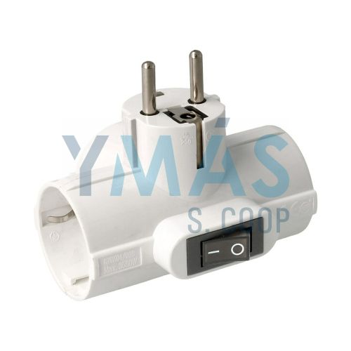 ADAPTADOR TRIPLE 1MACHO 3HEMBRAS SCHUKO C/INTERR.