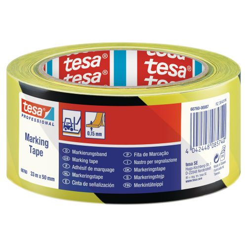 CINTA ADHESIVA SEÑALIZACION NEGRO/AMAR 50MMX33M