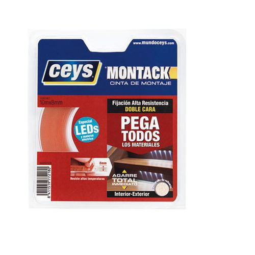 CINTA DOBLE CARA MONTACK 10MX8MM (ESPECIAL LEDS)