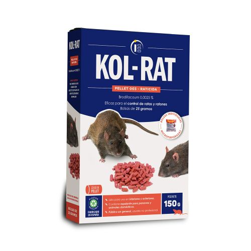 RATICIDA EN PELLET KOL-RAT (6 BOLSISTAS X 25GR)