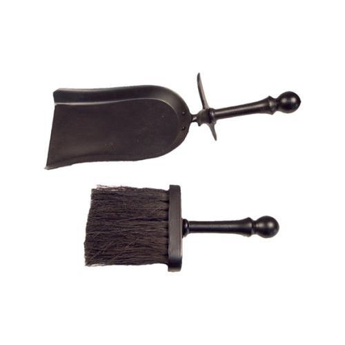 JUEGO CHIMENEA  ESCOBILLA Y PALA NEGRO